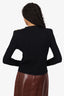 Balmain Black Gold Button Shoulder Pads Ribbed Knit Sweater Size 36