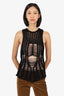 Dion Lee Black Distressed Knit Tank Top Size L
