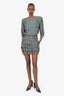 Saint Laurent Silver Metallic Ruffled Tiered Mini Dress Size 38