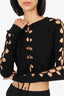 Monse Black Lace-up Detail Cropped Sweater Size L