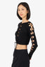 Monse Black Lace-up Detail Cropped Sweater Size L