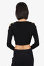Monse Black Lace-up Detail Cropped Sweater Size L