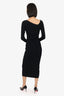 A.L.C Black Wool Ribbed Asymmetrical Collar Long Sleeve Maxi Dress Size M
