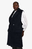 Marni Navy Blue Wool Sleeveless Double Breasted Jacket Size 42