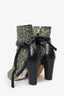 Jimmy Choo Silver/Black Sequin/Leather Ankle Boots Size 39
