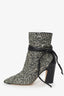 Jimmy Choo Silver/Black Sequin/Leather Ankle Boots Size 39