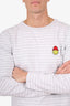 Ami X Smiley Gray/White Striped Long Sleeve Smiley Face Top Size XL