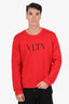 Valentino Red Long Sleeve Logo Sweater Size L Mens