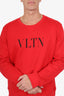 Valentino Red Long Sleeve Logo Sweater Size L Mens