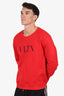 Valentino Red Long Sleeve Logo Sweater Size L Mens