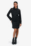 Gucci Black Cotton/Leather Detail Button Down Collared Dress Size 38