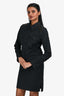 Gucci Black Cotton/Leather Detail Button Down Collared Dress Size 38