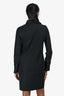 Gucci Black Cotton/Leather Detail Button Down Collared Dress Size 38