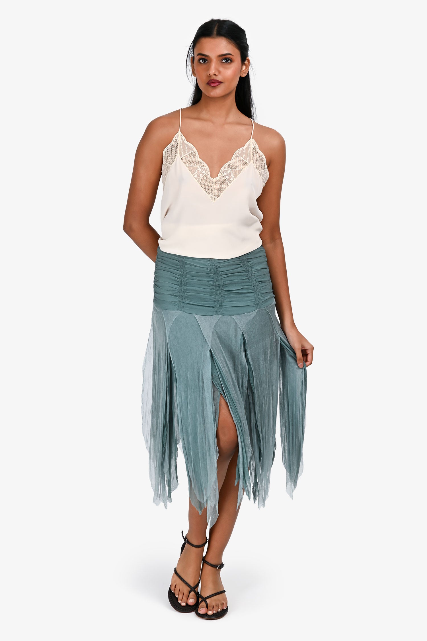 Blumarine Teal Silk Pixie Midi Skirt Size 38 – Mine & Yours