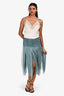 Blumarine Teal Silk Pixie Midi Skirt Size 38