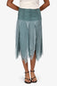 Blumarine Teal Silk Pixie Midi Skirt Size 38