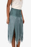 Blumarine Teal Silk Pixie Midi Skirt Size 38