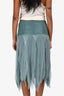 Blumarine Teal Silk Pixie Midi Skirt Size 38