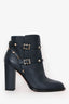 Valentino Black Leather Rockstud Heeled Boots Size 38