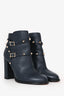 Valentino Black Leather Rockstud Heeled Boots Size 38
