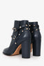 Valentino Black Leather Rockstud Heeled Boots Size 38