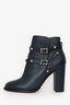 Valentino Black Leather Rockstud Heeled Boots Size 38