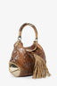 Gucci Brown Python Medium Indy Top Handle Hobo With Strap