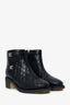 Pre-Loved Chanel™ 2015 Black Leather Interlocking CC Logo Moto Boots Size 39.5