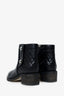Pre-Loved Chanel™ 2015 Black Leather Interlocking CC Logo Moto Boots Size 39.5