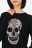Aqua Cashmere Black Distressed Skull Print Sweater Size S