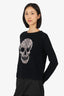 Aqua Cashmere Black Distressed Skull Print Sweater Size S