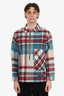 Welldone Blue/Red Wool Check Half-Zip Anorak Shirt Size 2 Mens