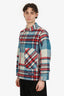 Welldone Blue/Red Wool Check Half-Zip Anorak Shirt Size 2 Mens