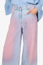 Pre-Loved Chanel™ 2024 Blue/Pink Denim Wide Leg Jeans Size 36