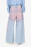 Pre-Loved Chanel™ 2024 Blue/Pink Denim Wide Leg Jeans Size 36