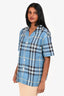 Burberry Blue Check Button Down Shirt Size S Mens