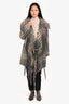 Chloe Grey/Multi Colour Wool Fringe Belted Coat Size 38