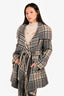Chloe Grey/Multi Colour Wool Fringe Belted Coat Size 38