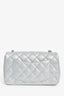 Pre-Loved Chanel™ 2024 Blue Iridescent Lambskin Mini Rectangle Flap Bag