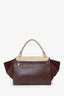 Celine Burgundy/Beige Leather and Suede Medium Trapeze Bag