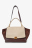 Celine Burgundy/Beige Leather and Suede Medium Trapeze Bag