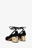 Aquazzura Black Suede 'Trinity' Lace Up Block Heels Size 39