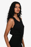 Fendi Black Cotton Knit Sleeveless Belted Dress Size 38