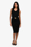 Fendi Black Cotton Knit Sleeveless Belted Dress Size 38