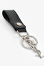 Saint Laurent Black/Silver Tone Leather Logo Key Chain