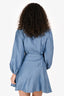 Maje Blue Linen Long Sleeve Wrap Dress Size 36