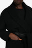 Mackage Black Wool Knit Draped Coat with Leather Belt Size L