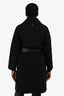 Mackage Black Wool Knit Draped Coat with Leather Belt Size L