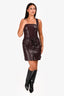 Nanushka Burgundy Vegan Leather Belted Mini Dress Size XS