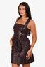 Nanushka Burgundy Vegan Leather Belted Mini Dress Size XS